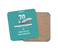 Thumbnail for Fokker 70 design on turquoise 1 piece coaster