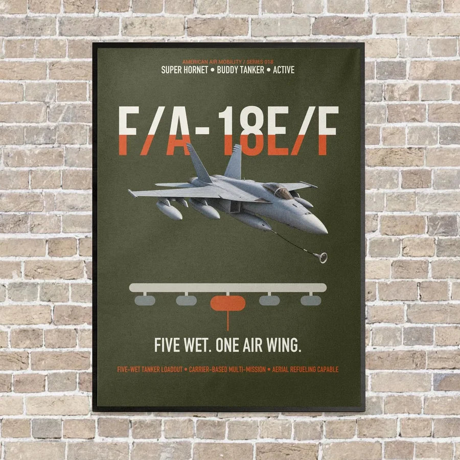 F A-18E F Buddy Tanker vertical canvas print - framed - green army background