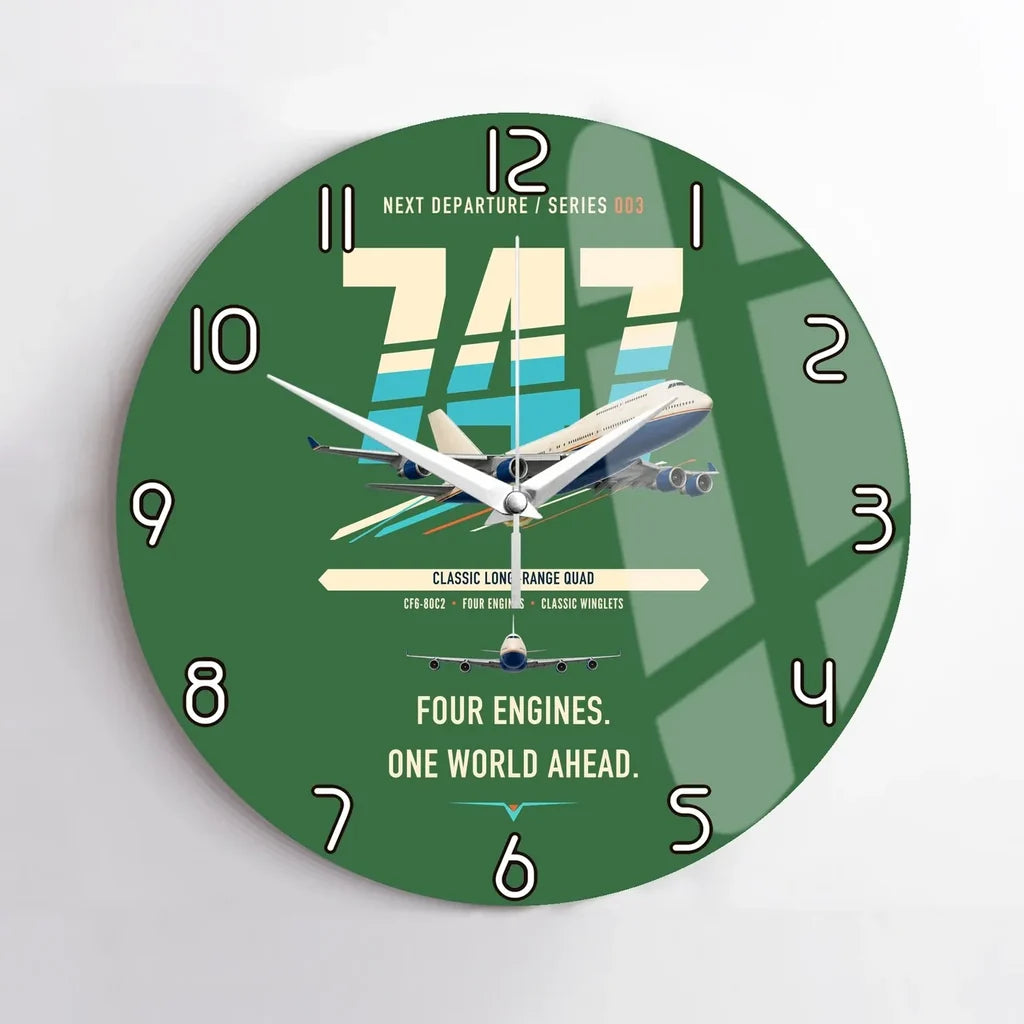 Boeing 747-400 design on green no frame wall clock