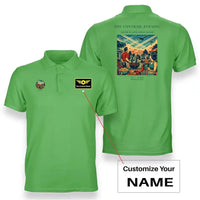 Thumbnail for VINTAGE G4135 - The Contrail Evening - Double-Side Polo T-Shirt design on lightgreen+name