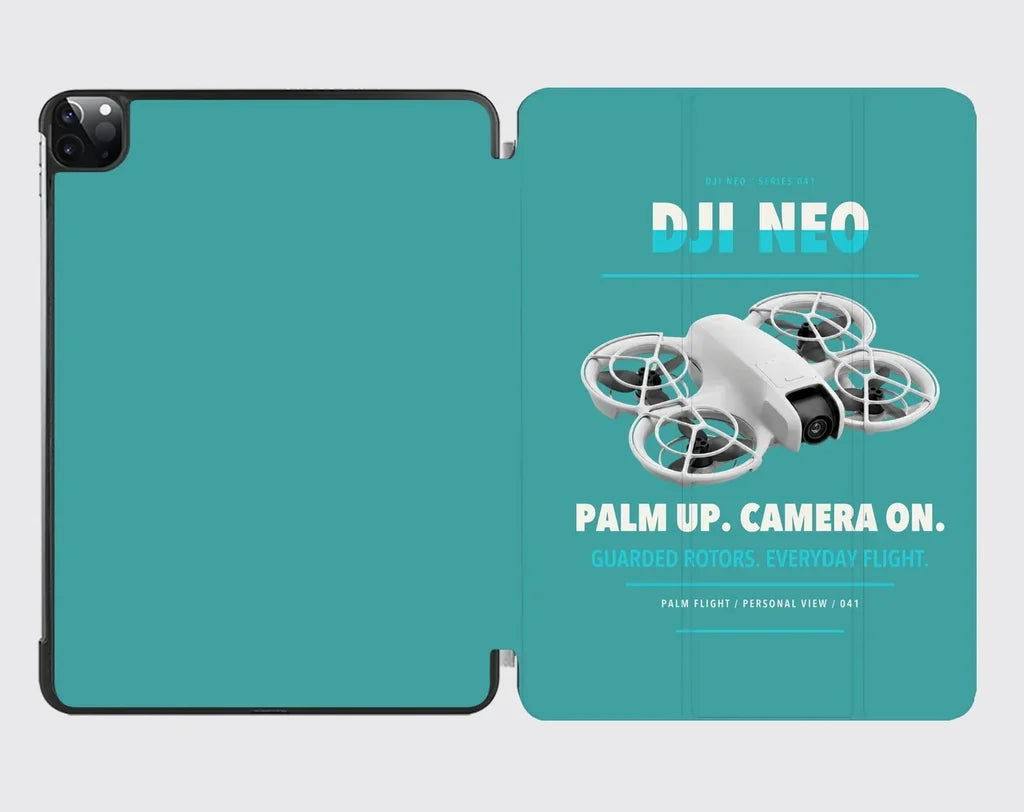 DJI Neo design on turquoise ipad tablet case