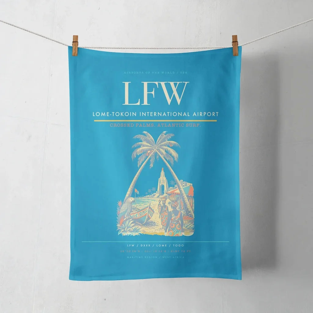 Lome-Tokoin International Airport (LFW) design on turquoise towel