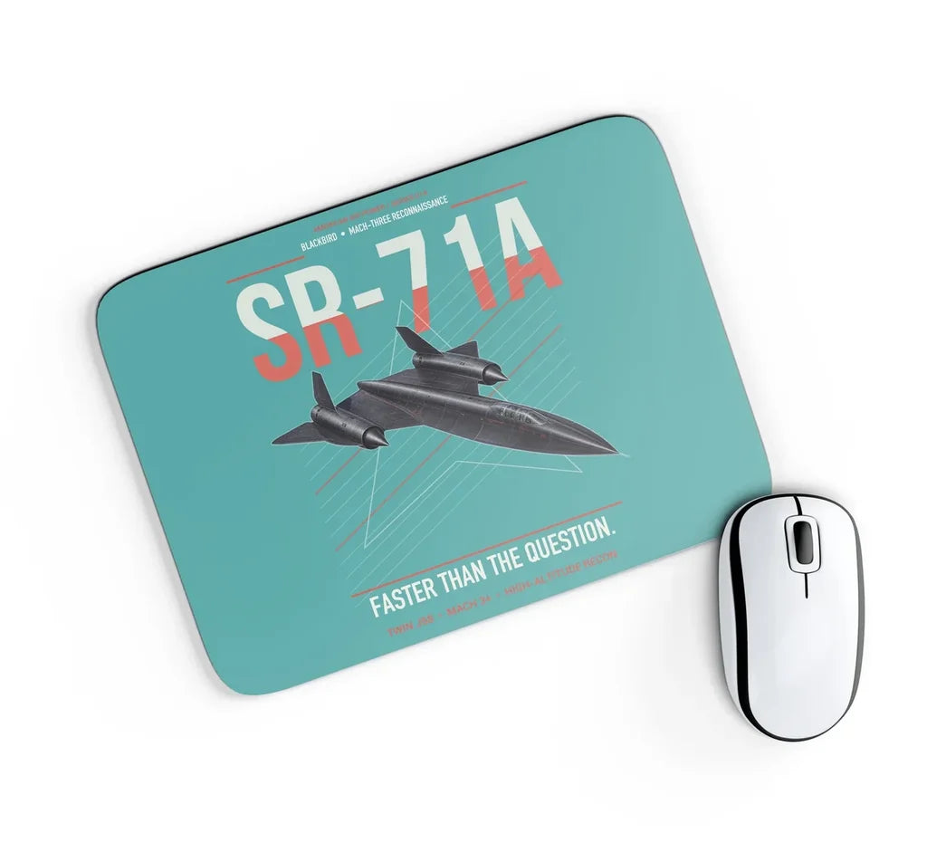 SR-71A Blackbird design on turquoise rectangle mouse pad