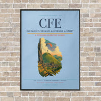 Thumbnail for Clermont-Ferrand Auvergne Airport CFE - Canvas Framed - Light Blue