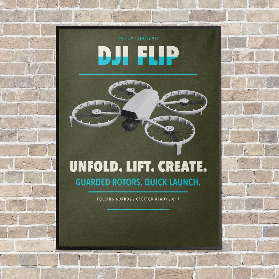 DJI Flip vertical canvas print - framed - green army background