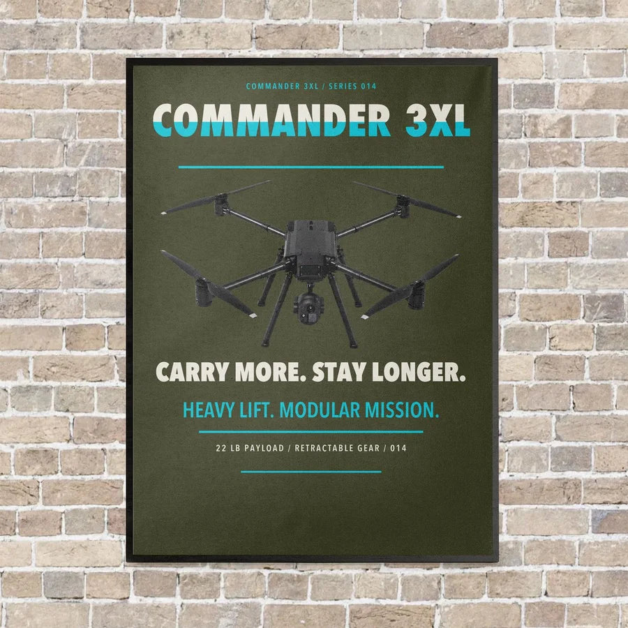 Draganfly Commander 3XL vertical canvas print - framed - green army background