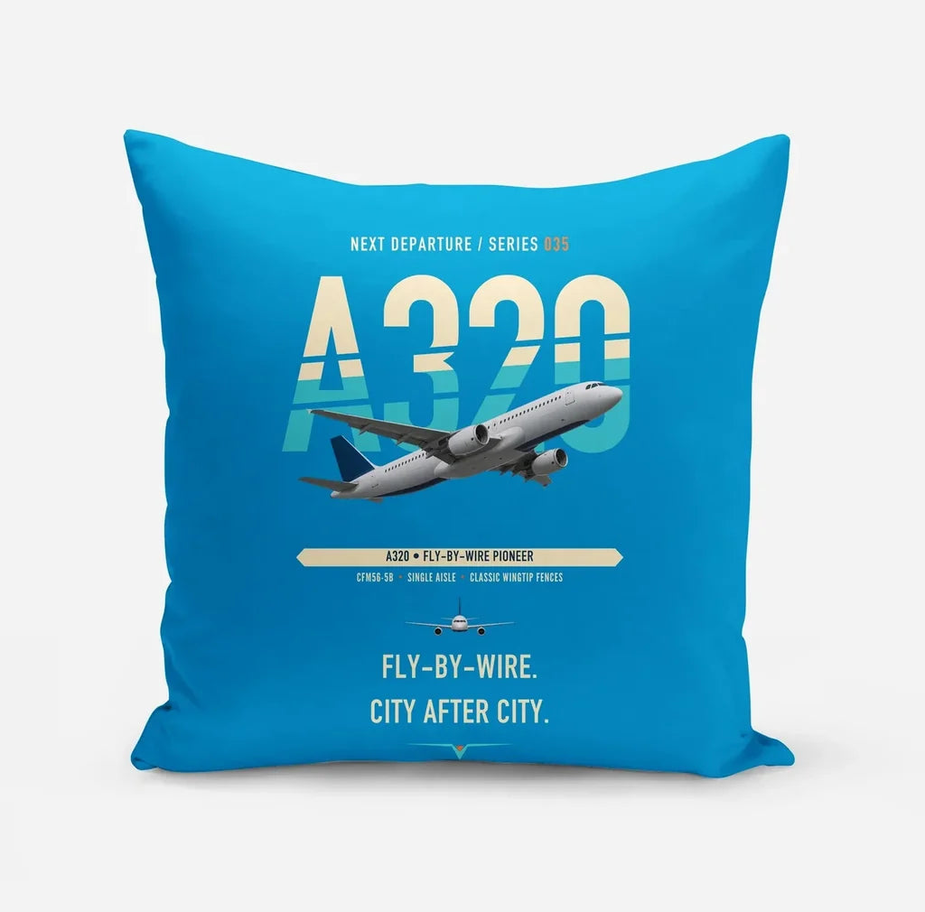 Airbus A320 design on turquoise pillow