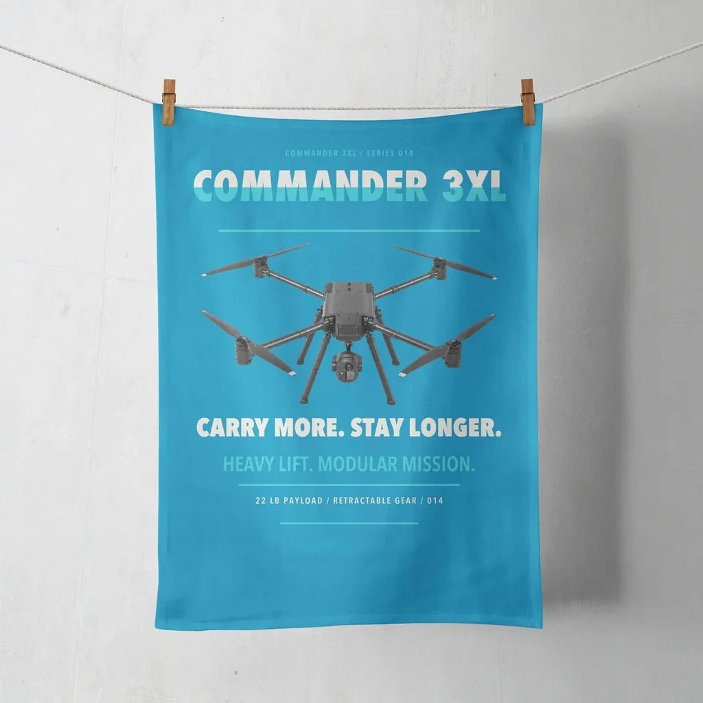 Draganfly Commander 3XL design on turquoise towel