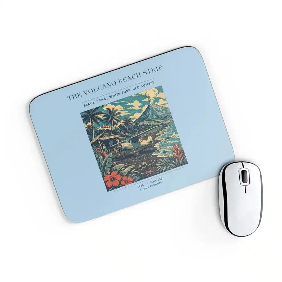VINTAGE G4405 - The Volcano Beach Strip - Designed Mouse Pads design on lightblue rectangle
