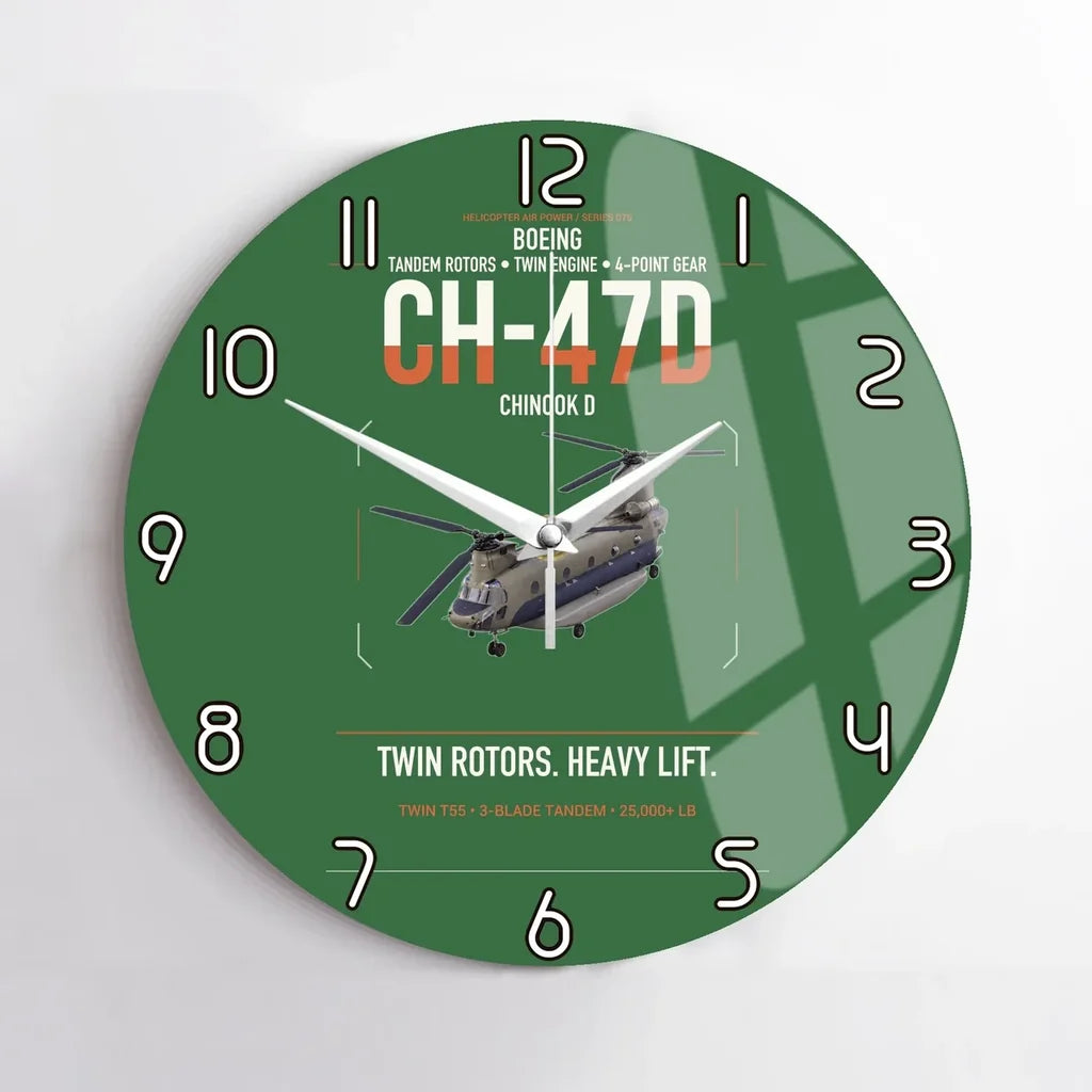 Boeing CH-47D design on green no frame wall clock