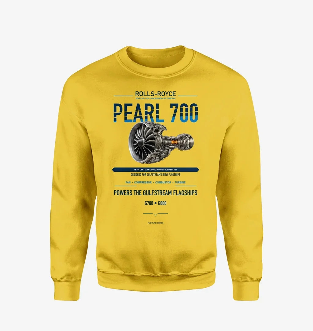 PEARL 700 design on yellow sweatshirt