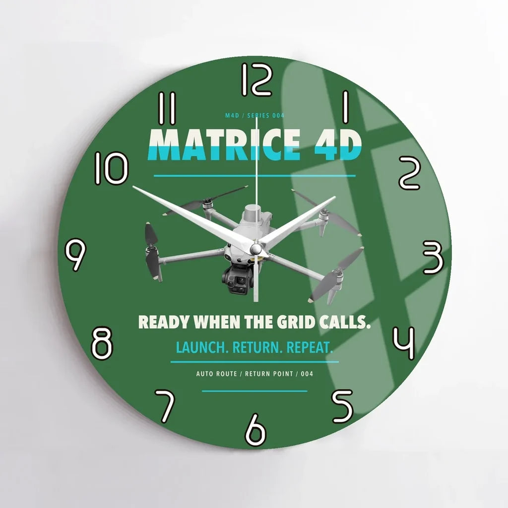 DJI Matrice 4D design on green no frame wall clock