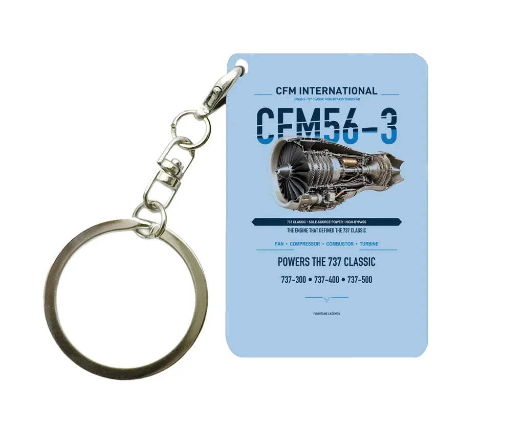 CFM56-3 Key Chain design on light blue key chain