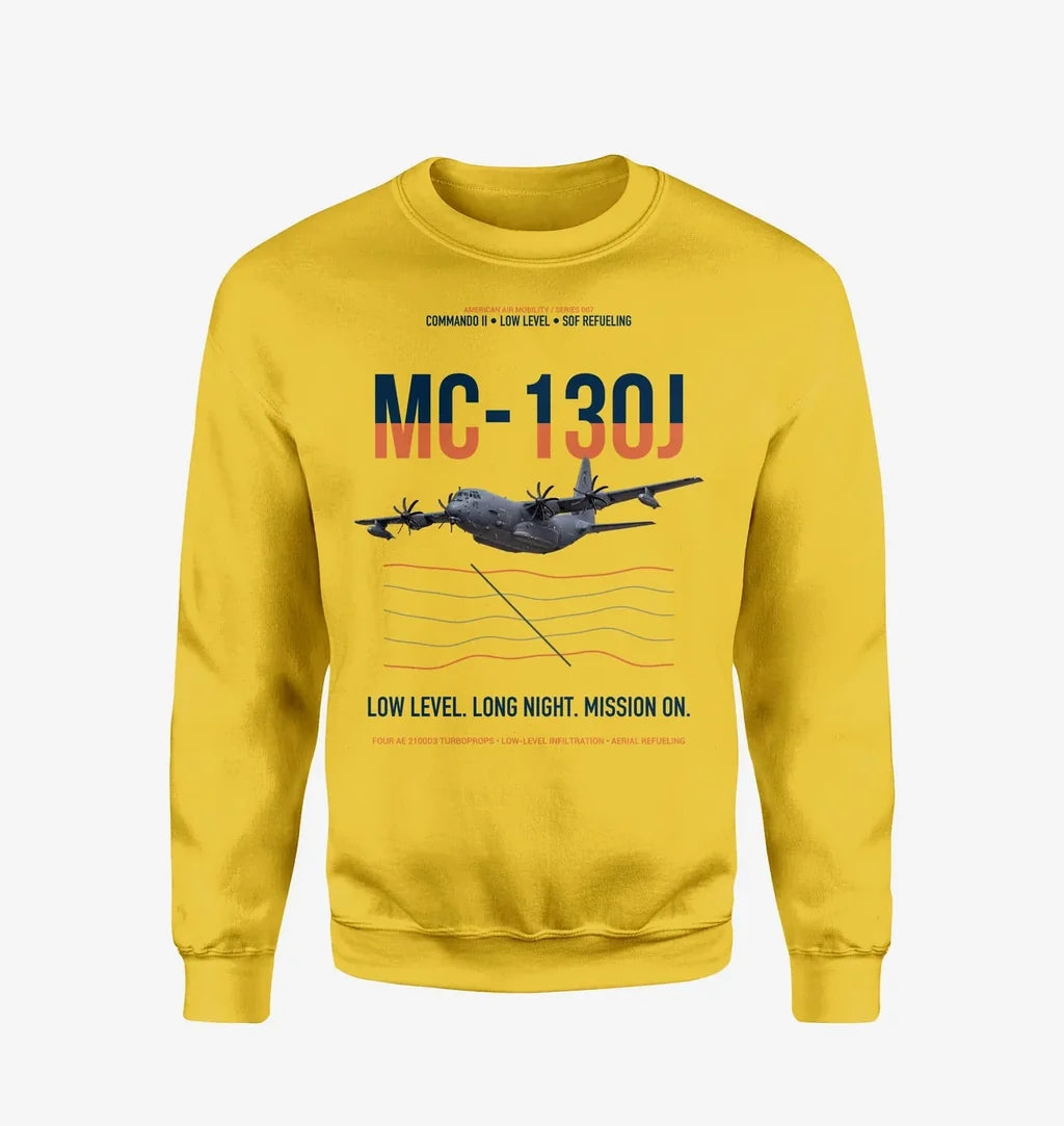 MC-130J COMMANDO II design on yellow sweatshirt