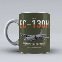 Thumbnail for EC-130H Compass Call design on green army ceramic mug, double-side print