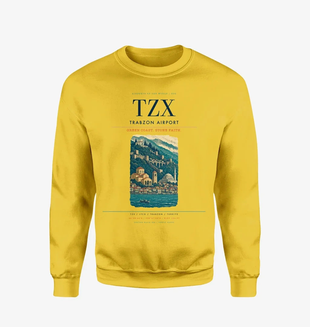 Trabzon Airport (TZX) design on yellow sweatshirt