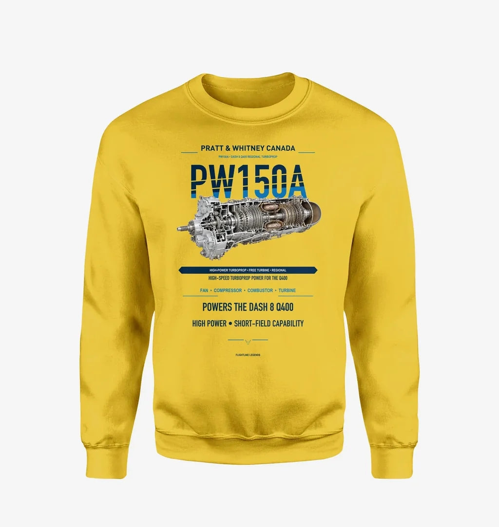 PW150A design on yellow sweatshirt