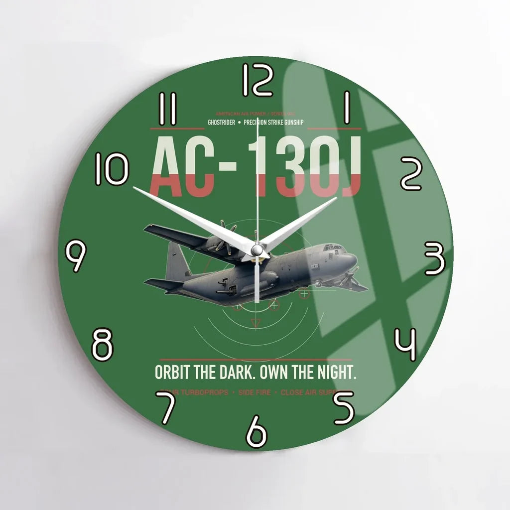 AC-130J Ghostrider design on green no frame wall clock