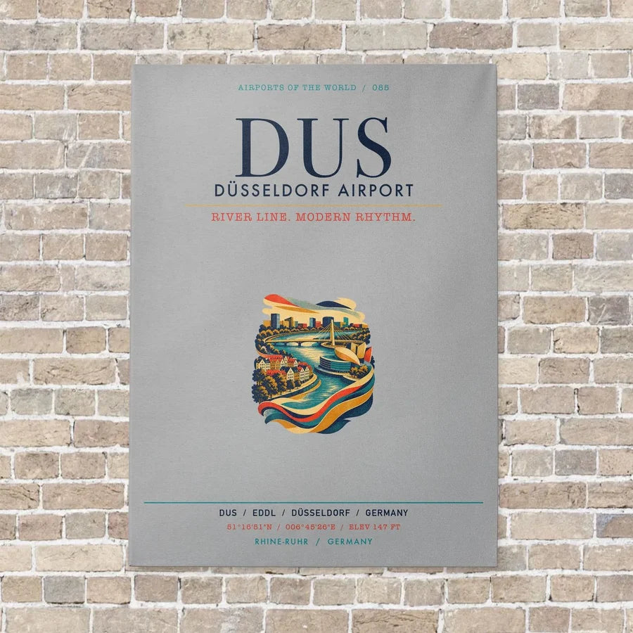 Düsseldorf Airport DUS vertical canvas print - no frame - light gray background