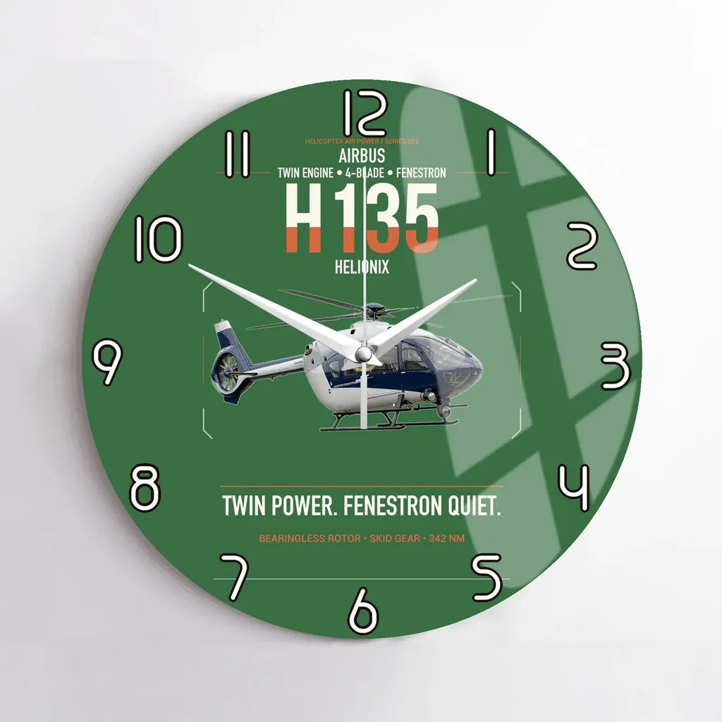 Airbus H135 design on green no frame wall clock