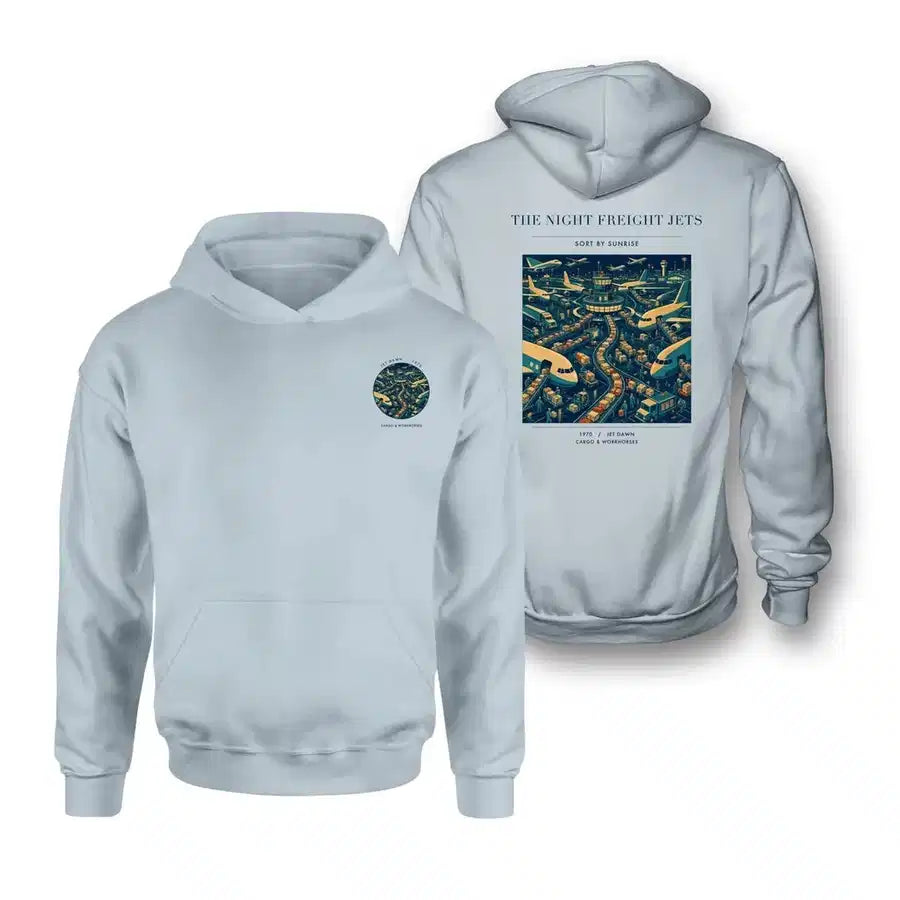VINTAGE G4133 - The Night Freight Jets - Double-Side Hoodie design on lightblue double side