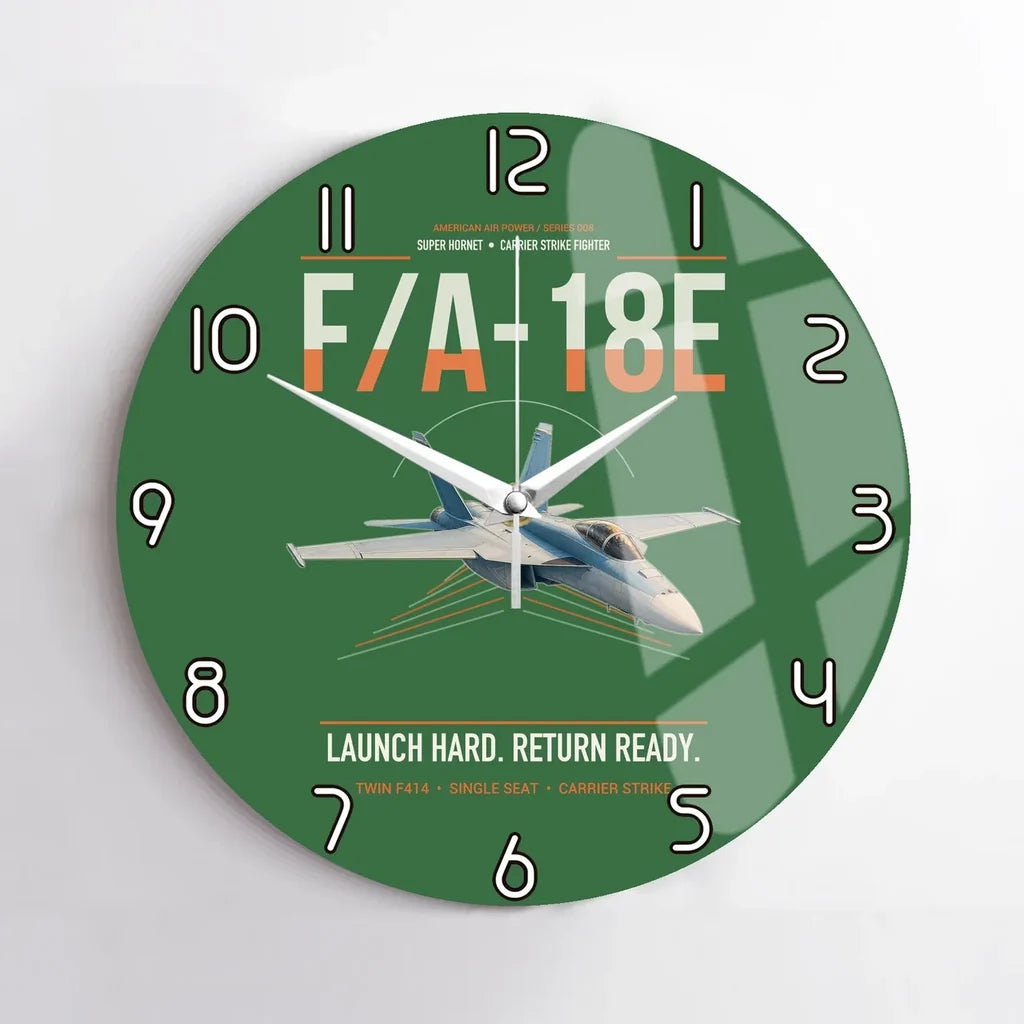 F-A-18E Super Hornet design on green no frame wall clock