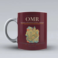 Thumbnail for Oradea International Airport (OMR) airport code design on dark red ceramic mug