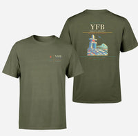 Thumbnail for Iqaluit Airport (YFB) design printed on green army double-side t-shirt