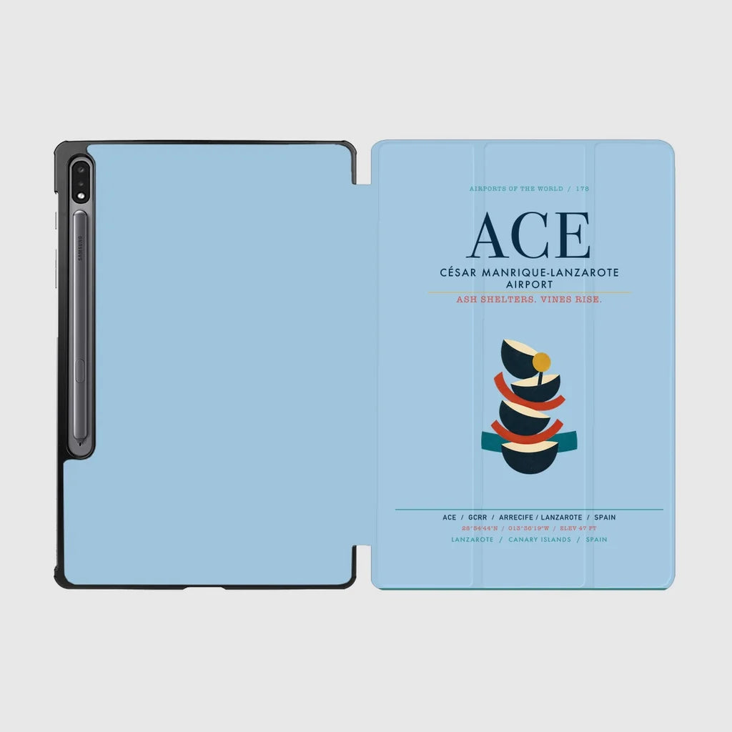 César Manrique-Lanzarote Airport (ACE) design on light blue samsung tablet tablet case