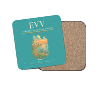 Thumbnail for Evansville Regional Airport (EVV) design on turquoise 1 piece coaster