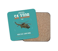 Thumbnail for Aérospatiale SA 330B Puma design on turquoise 1 piece coaster