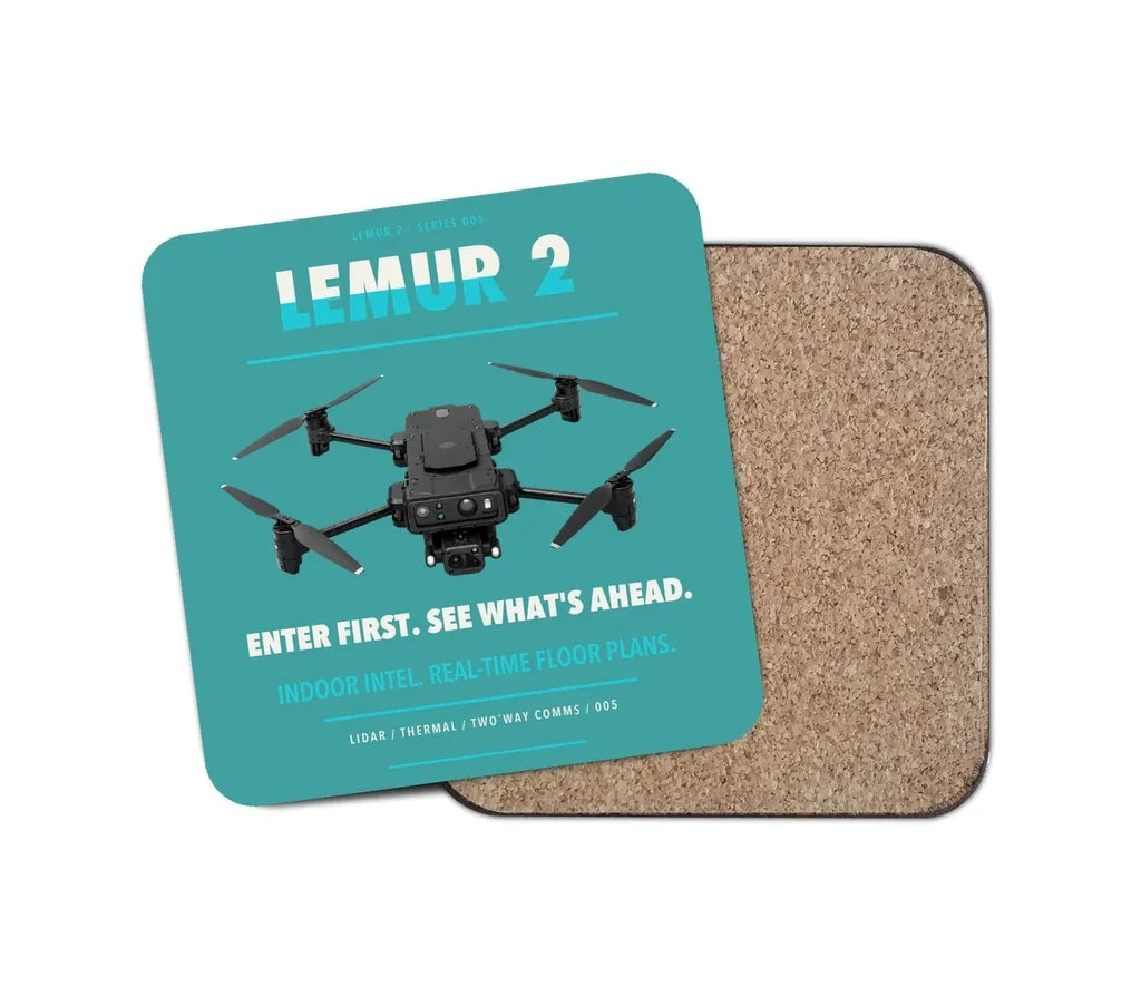 BRINC LEMUR 2 design on turquoise 1 piece coaster