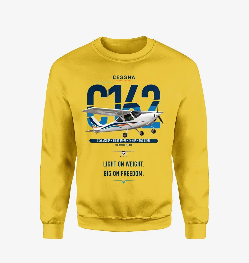 Cessna 162 Skycatcher design on yellow sweatshirt