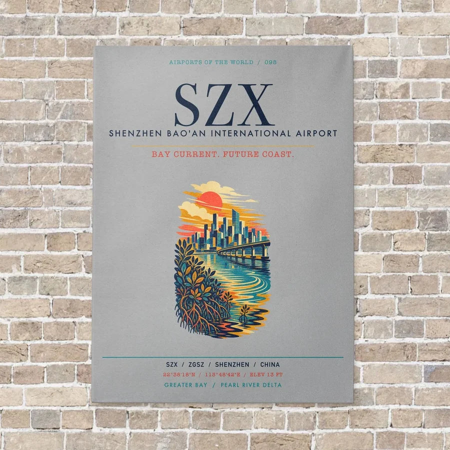 Shenzhen Bao'an International Airport SZX vertical canvas print - no frame - light gray background