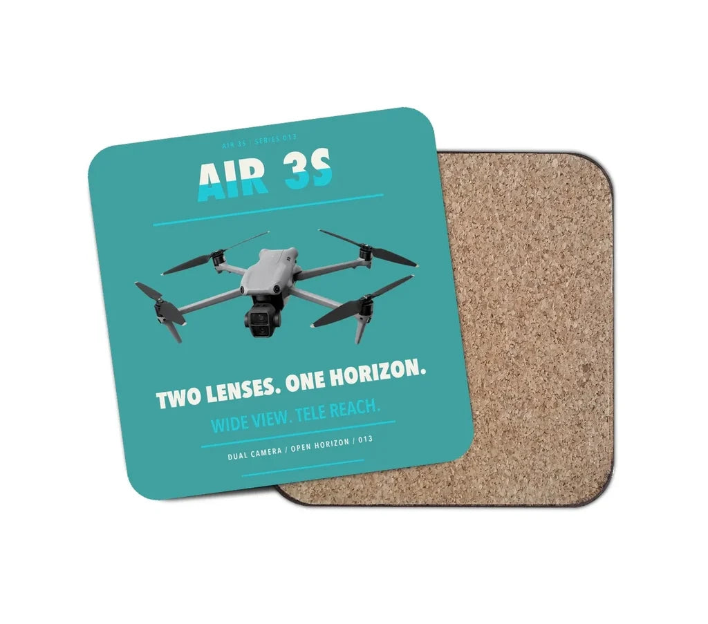 DJI Air 3S design on turquoise 1 piece coaster