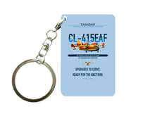 Thumbnail for Canadair CL-415EAF design on light blue designed key chain, double-side print