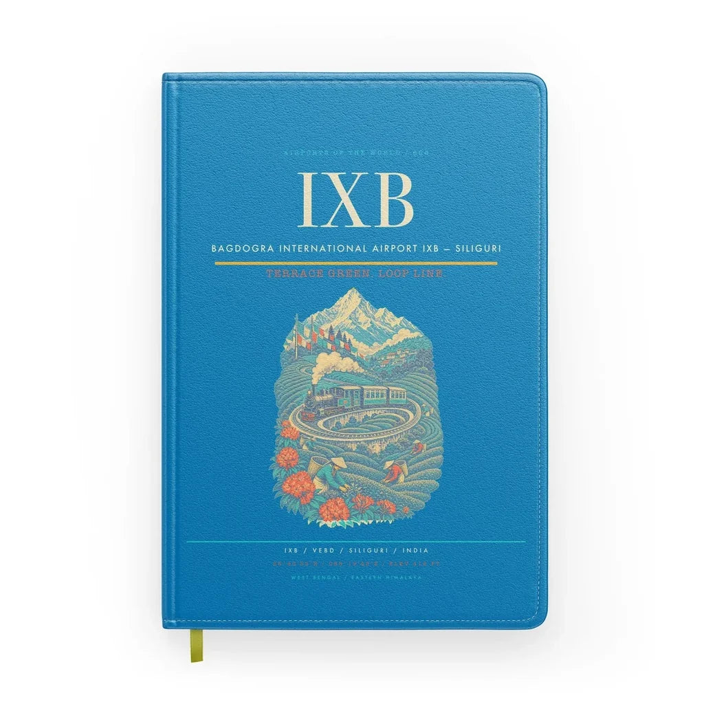 Bagdogra International Airport (IXB) design on turquoise notebook