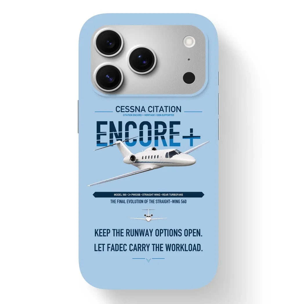 Cessna Citation Encore+ design on light blue magsafe iphone case, for iPhone 17 Pro