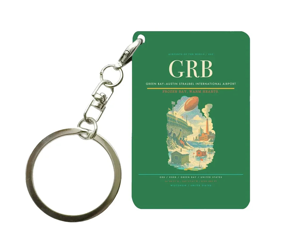 Green Bay–Austin Straubel International Airport (GRB) design on green key chain