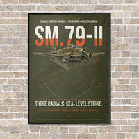 Thumbnail for Savoia-Marchetti SM.79-II Sparviero vertical canvas print - framed - green army background