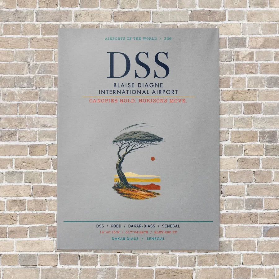 Blaise Diagne International Airport DSS vertical canvas print - no frame - light gray background