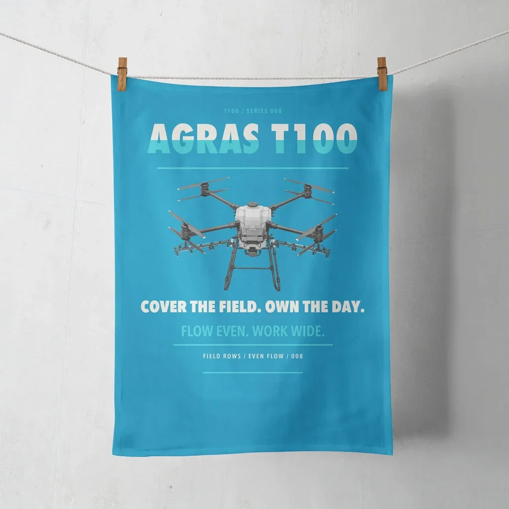 DJI Agras T100 design on turquoise towel
