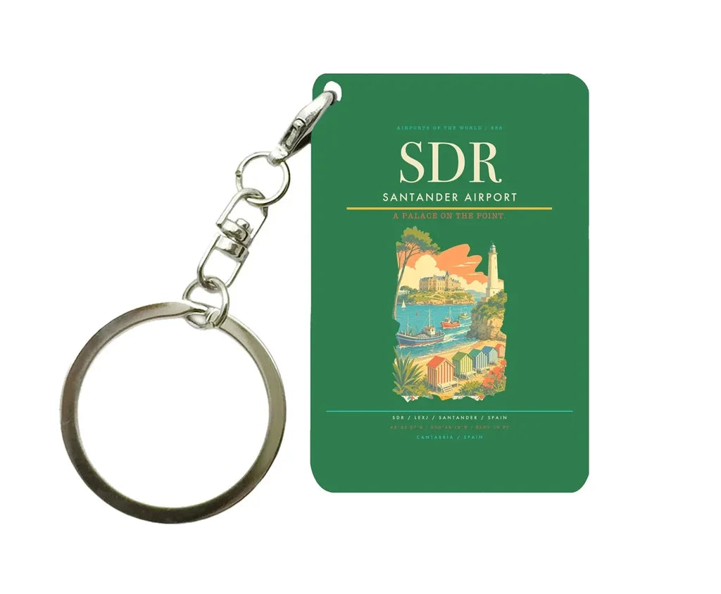 Santander Airport (SDR) design on green key chain