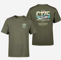 Thumbnail for Cessna 175 Skylark design on green army t-shirt, double-side print