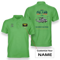 Thumbnail for Sikorsky CH-148 Cyclone design on light green+name double-side polo t-shirt, double-side print
