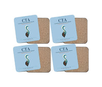 Thumbnail for Catania-Fontanarossa Airport (CTA) design on light blue 4 pieces set coaster