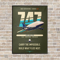 Thumbnail for Boeing 747-400 Dreamlifter vertical canvas print - framed - green army background