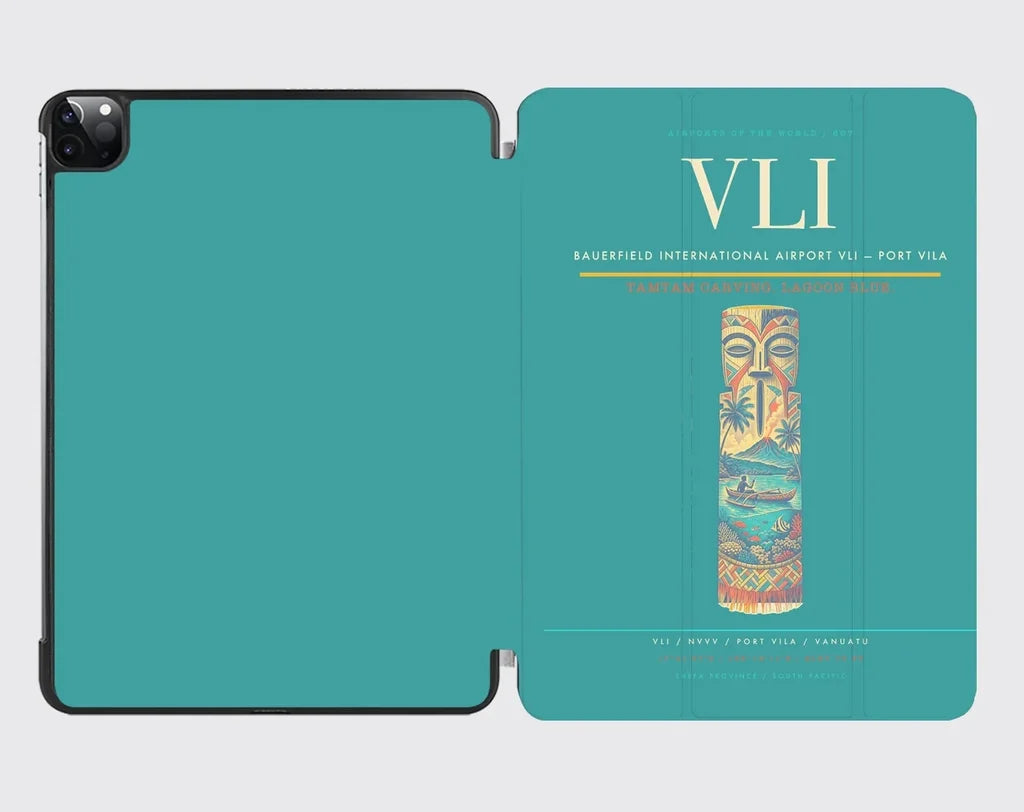 Bauerfield International Airport (VLI) design on turquoise ipad tablet case