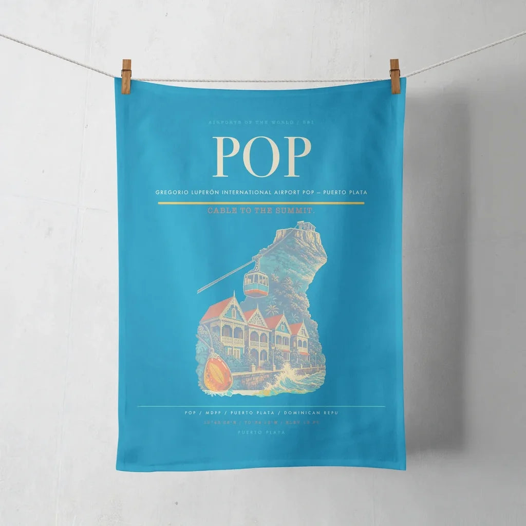 Gregorio Luperón International Airport (POP) design on turquoise towel