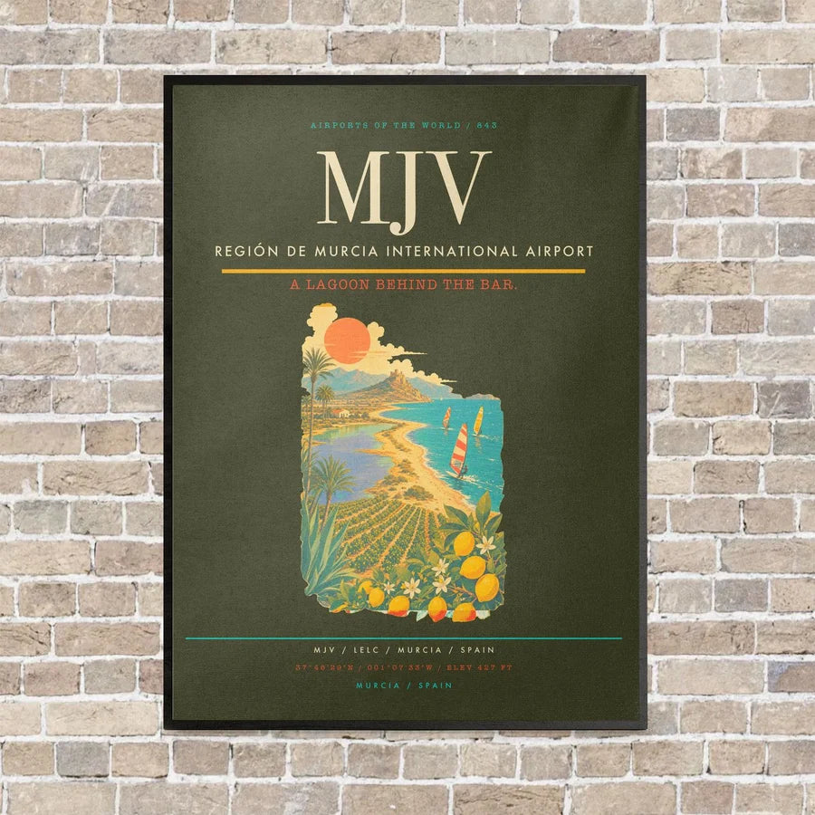 Región de Murcia International Airport MJV vertical canvas print - framed - green army background